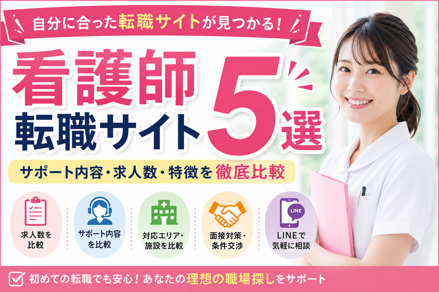 看護師転職サイトおすすめ5選｜サポート内容・求人数・特徴を徹底比較