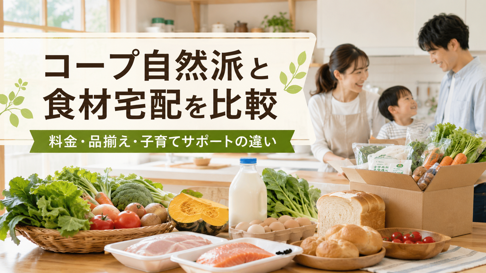 コープ自然派と食材宅配を比較|料金・品揃え・子育てサポートの違い