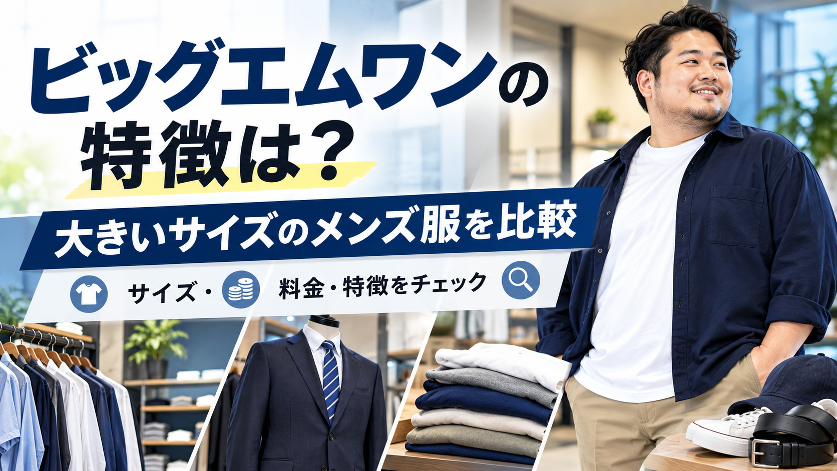 ビッグエムワンの特徴は?大きいサイズのメンズ服・サイズ展開・料金を比較